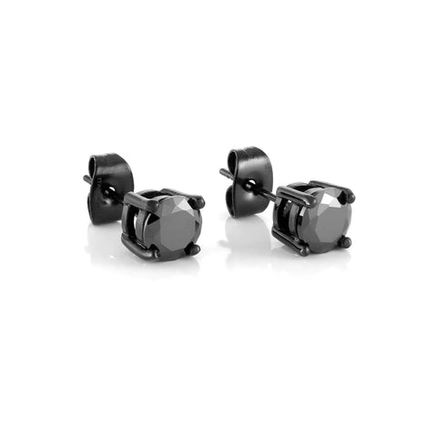 Round Black CZ Studs | Italgem Steel - Tricia's Gems