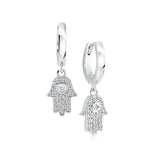 Veloria Hamsa Cubic Zirconia Dangle Earrings