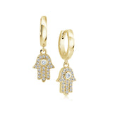 Veloria Hamsa Cubic Zirconia Dangle Earrings
