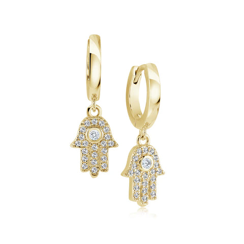 Veloria Hamsa Cubic Zirconia Dangle Earrings