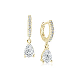 Stainles Steel White-CZ Pear Drop Hoop Dangle Earrings | Italgem Steel - Tricia's Gems