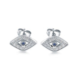 Veloria White & Blue Cubic Zirconia Evil Eye Stud Earrings