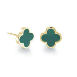 Veloria 10mm colour enamel lucky clover stud earrings crafted from stainless steel featuring a colourful four-leaf clover design.