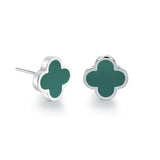 Veloria 10mm colour enamel lucky clover stud earrings crafted from stainless steel featuring a colourful four-leaf clover design.
