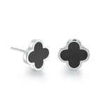 Veloria 10mm colour enamel lucky clover stud earrings crafted from stainless steel featuring a colourful four-leaf clover design.