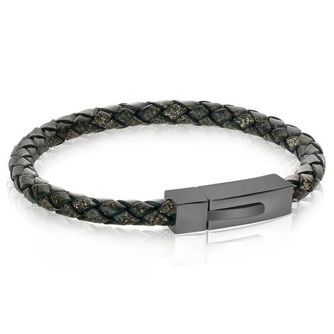 Leather Textured Bracelet | Italgem Steel - Tricia's Gems