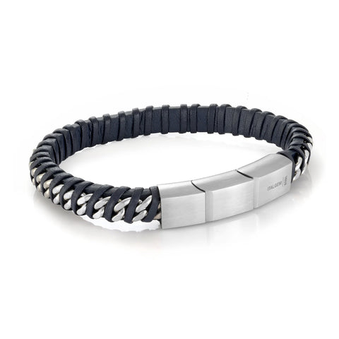Leather and Curb Link Bracelet | Italgem Steel - Tricia's Gems