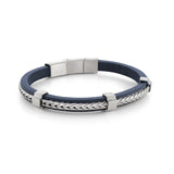 7mm Leather and Franco Bracelet | Italgem Steel - Tricia's Gems