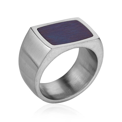 Blue Signet Stainless Steel Ring | Italgem Steel - Tricia's Gems