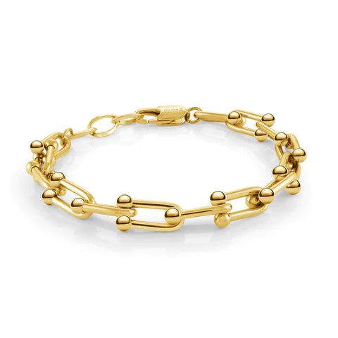 8.7mm U Link Bracelet Stainless Steel Gold IP | Italgem Steel - Tricia's Gems