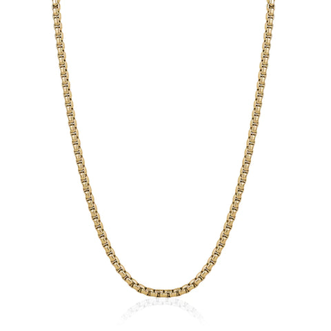 3.5mm Round Box Chain Gold IP Stainless Steel Necklace | Italgem Steel - Tricia's Gems
