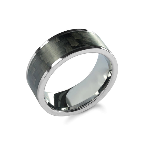 Calix Tungsten Carbide Carbon Fiber 9MM Ring | Italgem Steel - Tricia's Gems