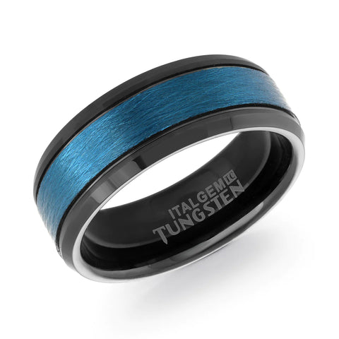 8mm Blue Tungsten Carbide Ring | Italgem Steel - Tricia's Gems