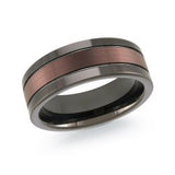 Tungsten Ring with Black & Brown Inlay