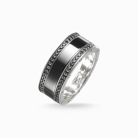 Ceramic Pave Ring Black Silver Ring | Thomas Sabo - Tricia's Gems
