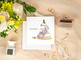 Handcrafted Quilled Wedding Cake Greeting Card with intricate floral paper art details