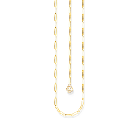 Member Charm Necklace With White Disc Gold Plated | Thomas Sabo - Tricia's Gems