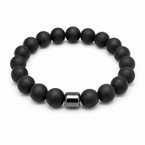 AAA Russian Shungite bracelet with 10 mm matte beads and one polished hematite accent bead