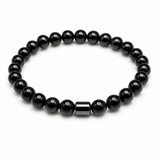 AAA Russian Shungite bracelet with polished 8 mm beads and hematite accent bead
