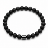 AAA Russian Shungite bracelet with 6 mm matte black beads and dark glossy accent bead