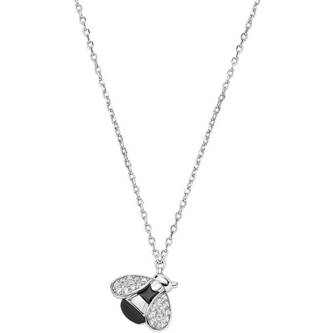 Silver Black Enamel Bee Necklace | Amen - Tricia's Gems