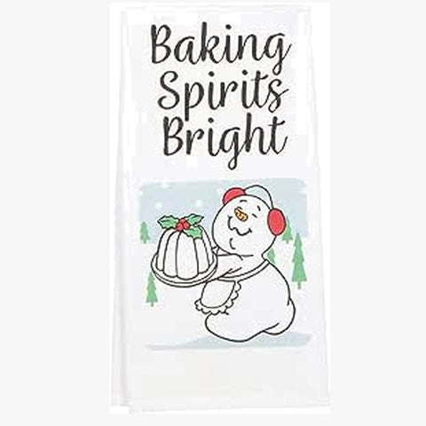 Baking Spirits Bright Towel by Snowpinions on white background