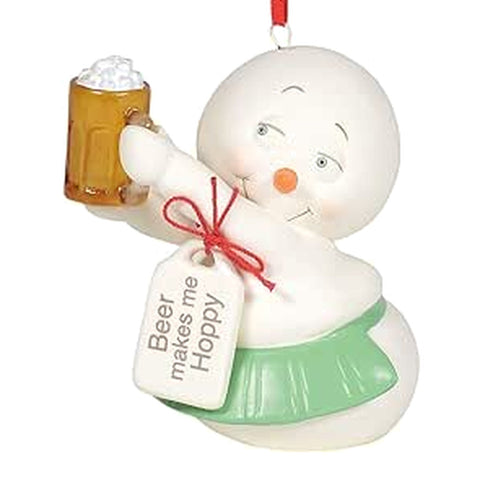 Beer Makes Me Hoppy Ornament by Snowpinions on white background
