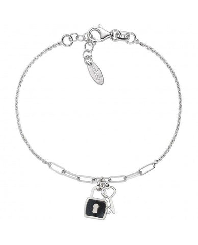 Silver and Black Enamel Lock/Key Bracelet | Amen - Tricia's Gems