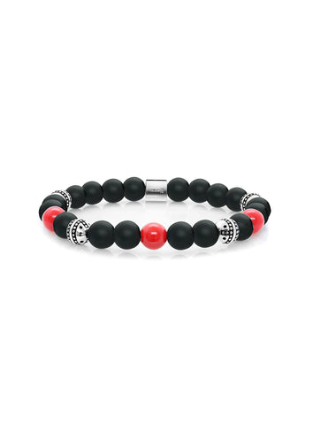 Black Beads 'Rosso' Bracelet | Italgem Steel - Tricia's Gems