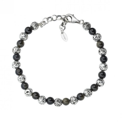 Silver Lava Bead Black Tiger Eye Bracelet | Amen - Tricia's Gems