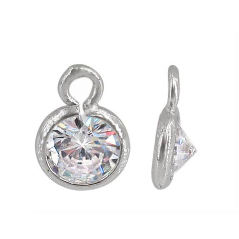Round Charm Clear Cubic Zirconia | Permanent Jewelry - Tricia's Gems