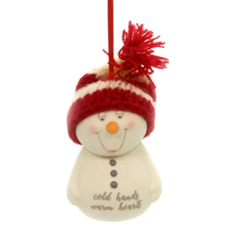 Cold Hands Warm Hearts Ornament by Snowpinions on white background