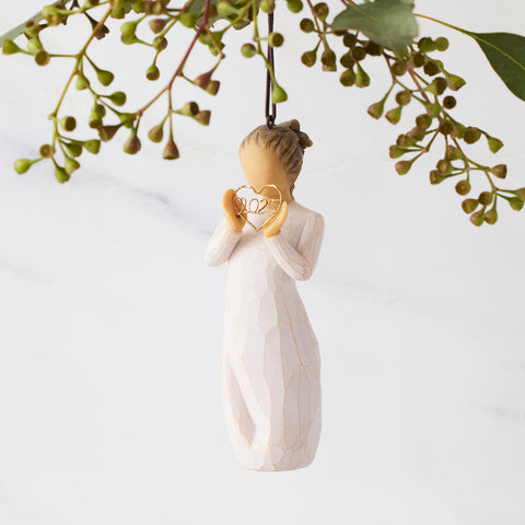 Willow Tree 2025 Dated Ornament – sculpted resin holiday figure with the year “2025”