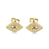 Veloria White & Blue Cubic Zirconia Evil Eye Stud Earrings