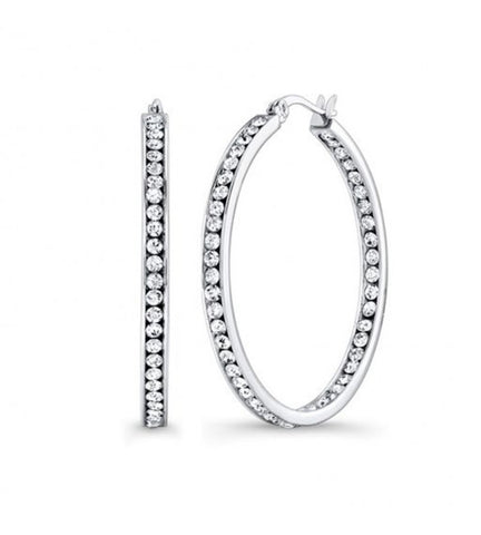 Inside Out Hoop White CZ Earrings | Italgem Steel - Tricia's Gems