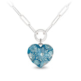 Daisy Large Puffed Heart Large Paperclip Chain Necklace - Capri Blue - Tricia's Gems