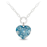 Daisy Large Puffed Heart Small Paperclip Chain Necklace - Capri Blue - Tricia's Gems