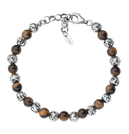 Silver Lava Bead and Brown Tiger Eye Bracelet | Amen - Tricia's Gems