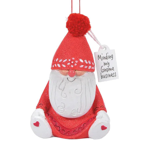 Minding My Gnome Business Ornament by Snowpinions on white background