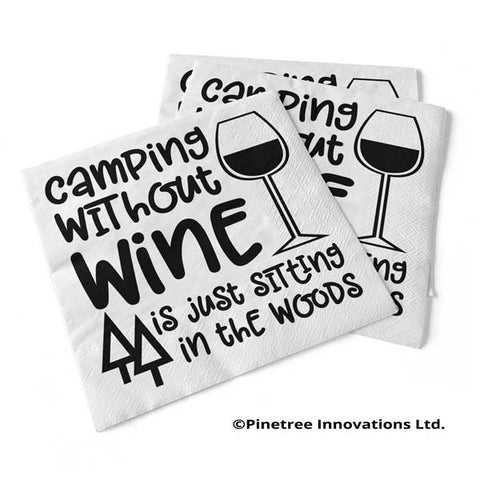 Camping Without Wine – Beverage Napkins by Pinetree Innovations, 012-025