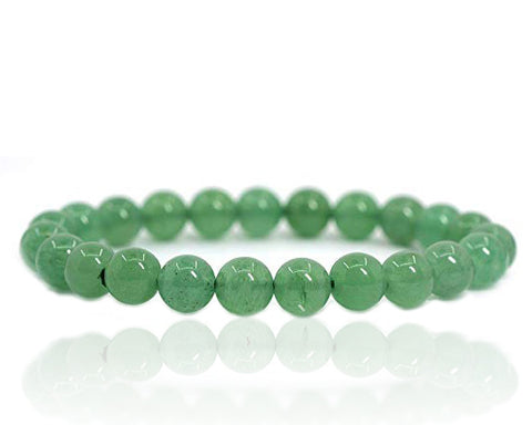 Polished green aventurine stretch bracelet with round green gemstone beads