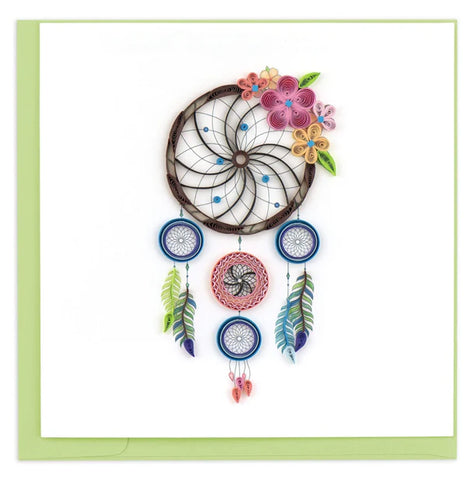 Quilled Dreamcatcher greeting card with intricate handcrafted paper quilling design