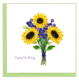 Quilled Sunflower Birthday Bouquet Greeting Card