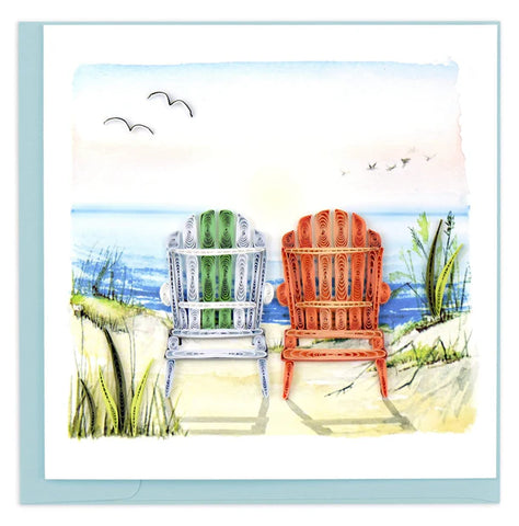 Quilled Beach Adirondack Chair Greeting Card