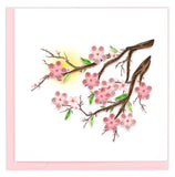 Quilled Cherry Blossom greeting card with blooming cherry blossom tree and handcrafted paper art design