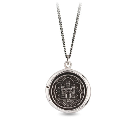 Retired Pyrrha Castle Talisman necklace dragon and castle protection symbols