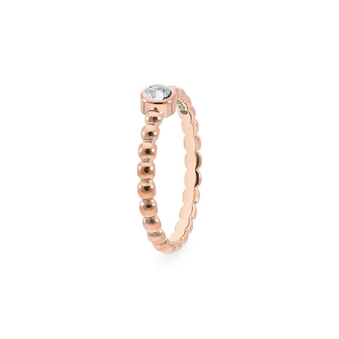 Qudo Matino Deluxe clear crystal spacer ring in rose gold