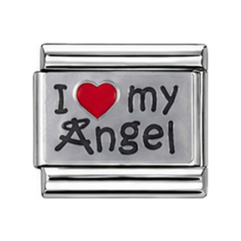I Love My Angel stainless steel enamel Italian charm