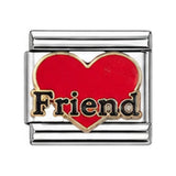 Red Heart Friend stainless steel enamel Italian charm