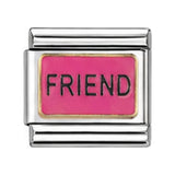 Pink Friend Rectangle stainless steel enamel Italian charm